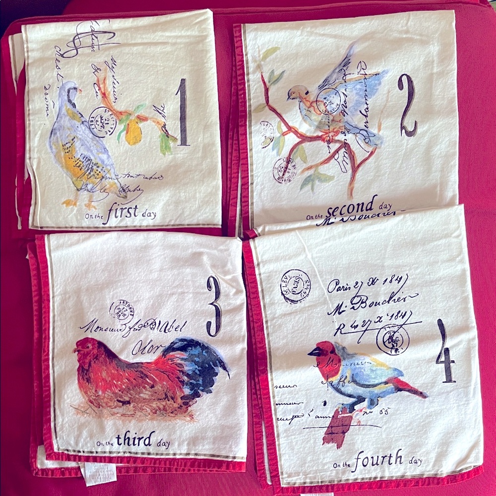 WILLIAMS-SONOMA 12 Days of Christmas cotton napkins